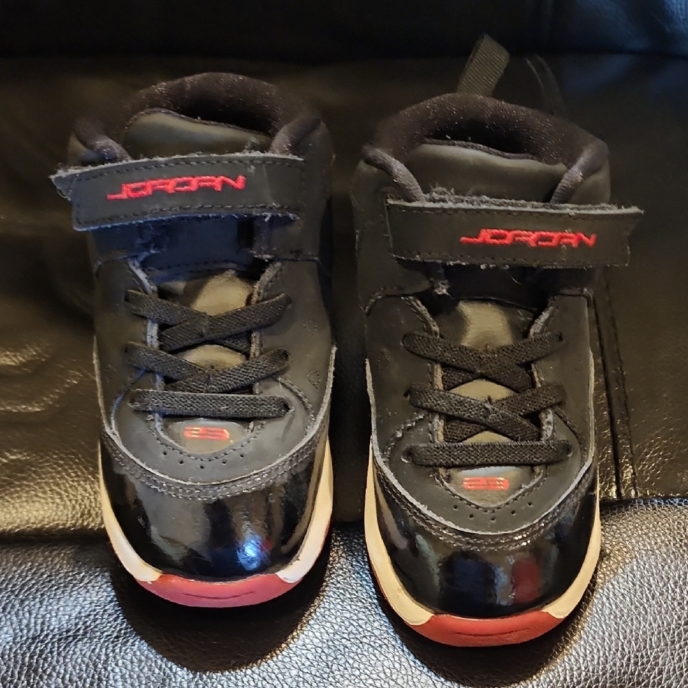 Jordan Black and Red Athletic Sneakers